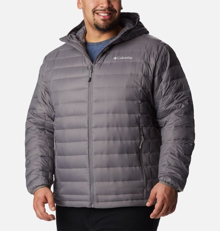 Men\'s Columbia Voodoo Falls 590 TurboDown Hooded Jackets Dark Grey | Plus Size CA-S0AC8